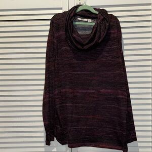 croft & barrow Plum and Black Heathered Cowl Neck Sweater